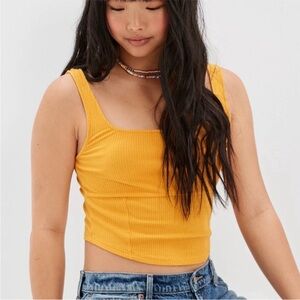 NWOT Aerie Corset-Style Cropped Cotton Tank in Orange Size Small